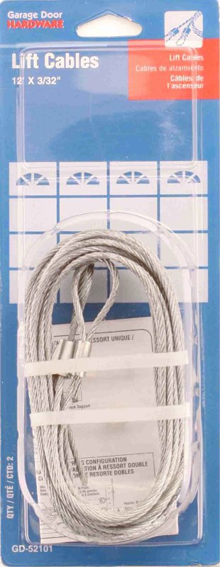 Prime-Line GD 52101 Aircraft Cable, 3/32 in Dia, 12 ft L, 1385 lb Working Load, Carbon Steel, Galvanized