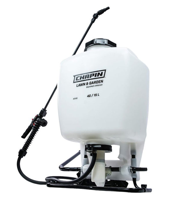 Chapin 60100 Backpack Sprayer, 4 gal Tank, 48 in L Hose, Poly Tank, 25 ft Horizontal