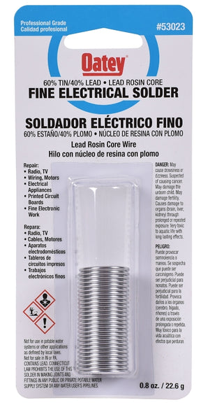 Oatey 53023 Rosin Core Solder, Silver, 0.8 oz, Carded, Solid