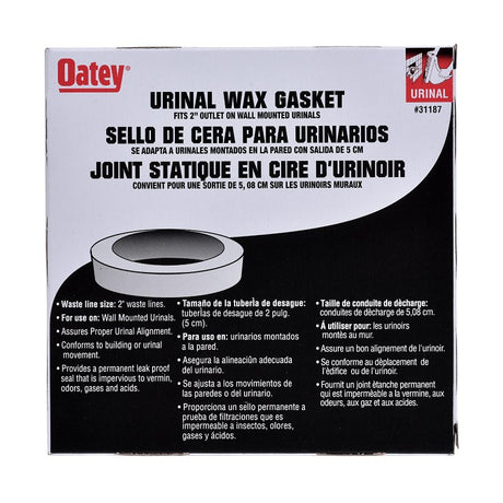 Oatey 31187 Urinal Wax Gasket, 1-1/2 to 2 in Dia, Petroleum Wax