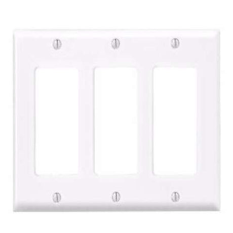 Leviton Antimicrobial Powder Coated White 3 gang Thermoset Plastic Decorator Wall Plate 1 pk