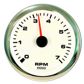 Sierra 62561P White Premier Pro Series 3″ Stainless Steel Outboard & 4 Stroke Gas Engine 0-7,000 RPM Dial Range Tachometer Gauge with Outboard Alternator or Coil Sender Code