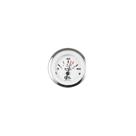 Sierra 65501P Lido Series 3″ White & Stainless Steel 0-80 PSI Dial Range Oil Pressure Gauge with IA 15001-Single/IA15003 Dual Station Sender Code