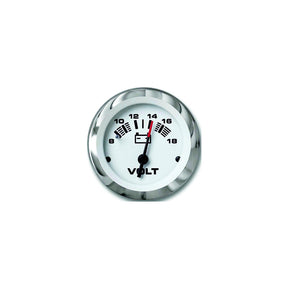 Sierra 65506P Lido Series 2″ White & Stainless Steel 12V 8-18 VDC Dial Range Voltmeter Gauge