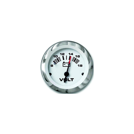 Sierra 65506P Lido Series 2″ White & Stainless Steel 12V 8-18 VDC Dial Range Voltmeter Gauge