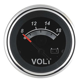 Sierra 67019P Black Sterling Series 2" Stainless Steel 8-18 VDC Dial Range Voltmeter Gauge