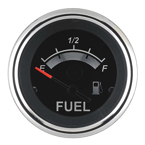 Sierra 67021P Black Sterling Series 2" Stainless Steel Fuel Gauge & Requires "F" Sender Code
