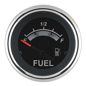 Sierra 67021P Black Sterling Series 2" Stainless Steel Fuel Gauge & Requires "F" Sender Code