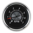 Sierra 67363P Black Sterling Series 3" Stainless Steel Outboard & 4 Stroke Gas Engine 0-7000 RPM Dial Range Tachometer with Outboard Alternator or Coil Sender Code