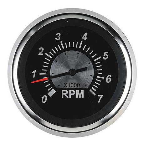 Sierra 67363P Black Sterling Series 3" Stainless Steel Outboard & 4 Stroke Gas Engine 0-7000 RPM Dial Range Tachometer with Outboard Alternator or Coil Sender Code