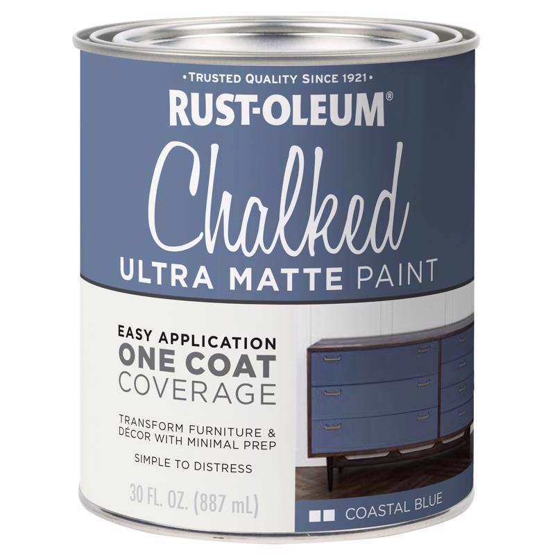 Rust-Oleum Chalked Ultra Matte Coastal Blue Water-Based Chalk Paint 30 oz, Pack of 2