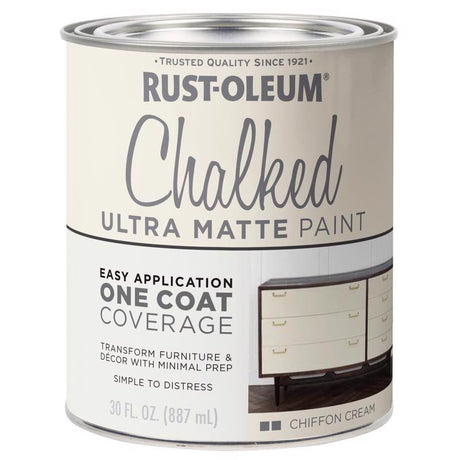 Rust-Oleum Chalked Ultra Matte Chiffon Cream Water-Based Chalk Paint 30 oz, Pack of 2