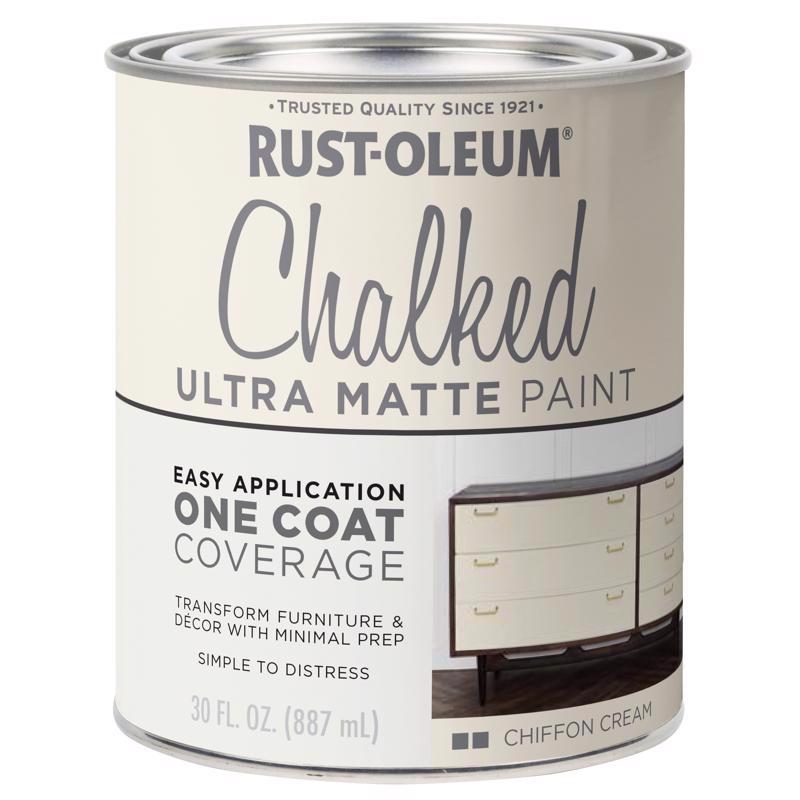 Rust-Oleum Chalked Ultra Matte Chiffon Cream Water-Based Chalk Paint 30 oz, Pack of 2