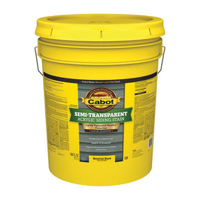 Cabot 1300 Series 140.0001306.008 Exterior Stain, Semi-Transparent, Neutral Base, Liquid, 5 gal, Pail