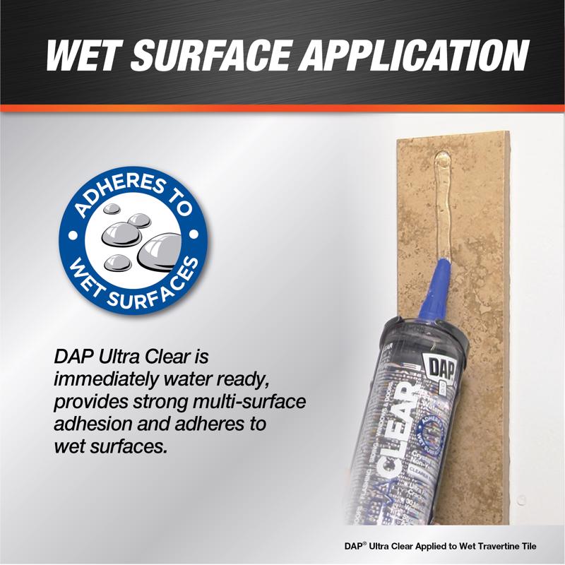 DAP Ultra Clear Clear Synthetic Rubber All Purpose Waterproof Sealant 10.1 oz, Pack of 12