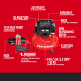 Craftsman 6 gal Pancake Portable Brad Nailer and Air Compressor Combo Kit 150 psi 0.8 HP