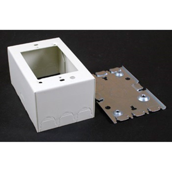 Wiremold V5747 Receptacle Box, 1 -Gang, 2 -Knockout, 1/2 in Knockout, Steel, Ivory, Surface Mounting