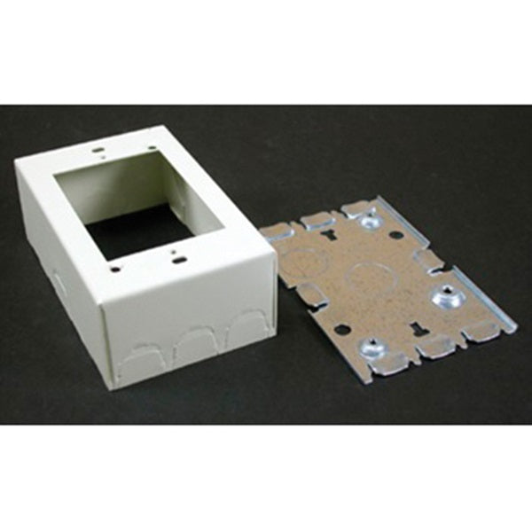 Wiremold V5748 Receptacle Box, 1 -Gang, 2 -Knockout, 1/2 in Knockout, Steel, Ivory, Surface Mounting