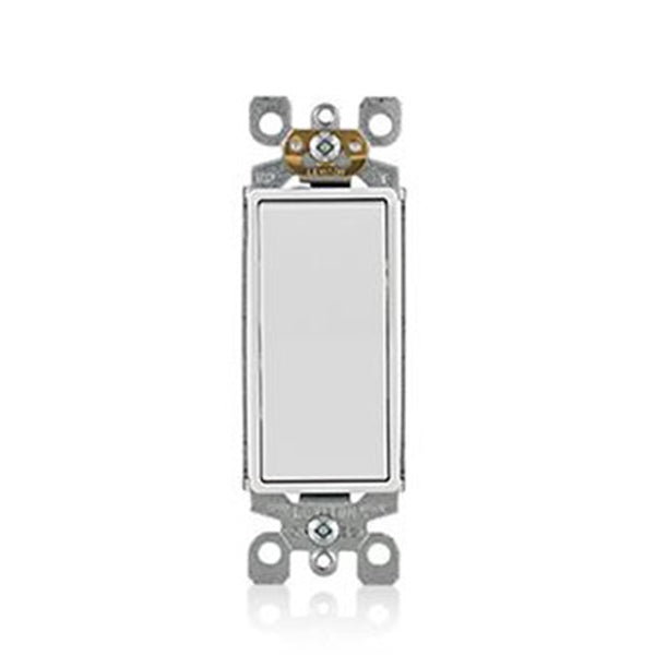 Leviton S12-05603-2WS Rocker Switch with Ground Screw, 15 A, 120/277 V, 3-Way, Lead Wire Terminal, White