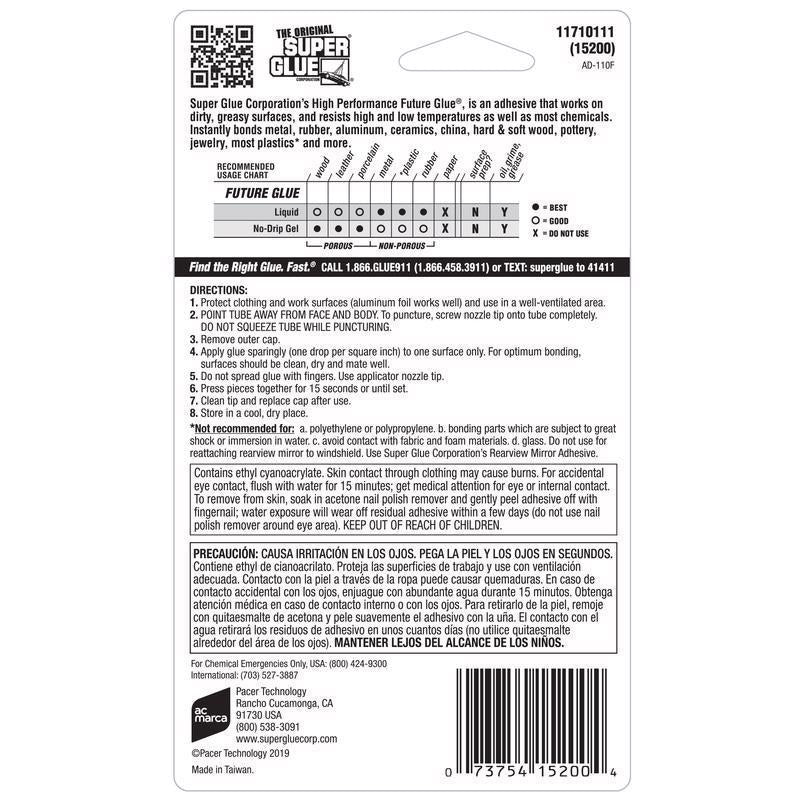 The Original Super Glue Future Glue Super Strength Clear All Purpose Super Glue 2 pk, Pack of 12