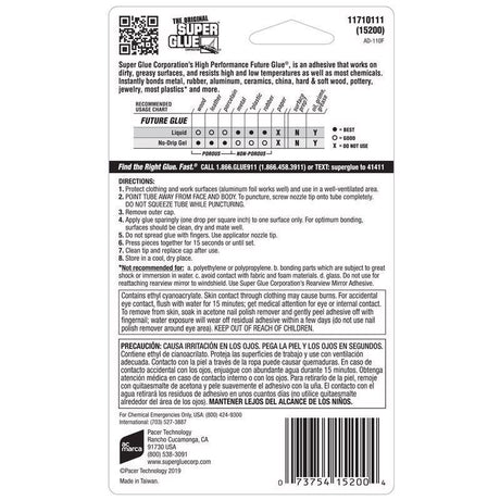 The Original Super Glue Future Glue Super Strength Clear All Purpose Super Glue 2 pk, Pack of 12