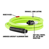 Legacy Flexzilla 6 ft. L X 3/8 in. D Hybrid Polymer Air Hose 300 psi Zilla Green