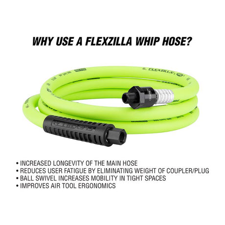 Legacy Flexzilla 6 ft. L X 3/8 in. D Hybrid Polymer Air Hose 300 psi Zilla Green