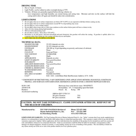 Tuf-Top Semi-Gloss Light Tint Water-Based Acrylic Latex Floor & Driveway Coating 5 gal