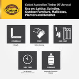 Cabot Australian Timber Oil Aerosol Transparent Jarrah Brown Oil-Based Australian Timber Oil 12 oz, Pack of 6