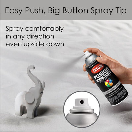 Krylon Fusion All-In-One Satin Pewter Gray Paint+Primer Spray Paint 12 oz, Pack of 6