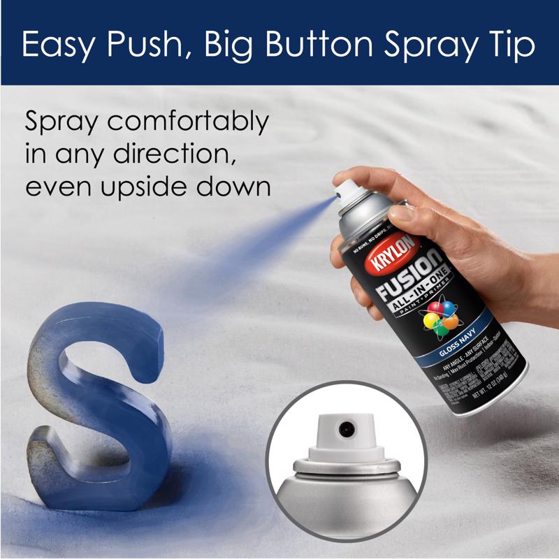 Krylon Fusion All-In-One Gloss Navy Paint+Primer Spray Paint 12 oz, Pack of 6