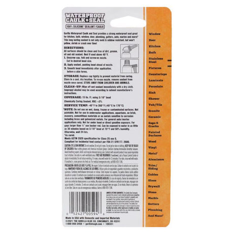 Gorilla White Silicone All Purpose Sealant 2.8 oz, Pack of 6