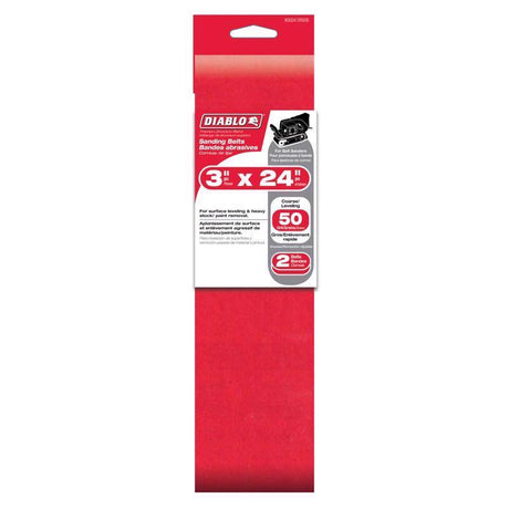 Diablo 24 in. L X 3 in. W 50 Grit Zirconium Oxide Sanding Belt 2 pk