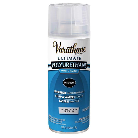 Varathane Ultimate Satin Crystal Clear Water-Based Polyurethane Spray 11.25 oz, Pack of 6