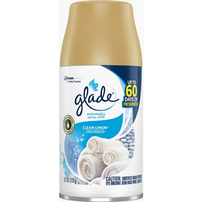 Glade Clean Linen Scent Air Freshener Refill 6.2 oz Aerosol, Pack of 6