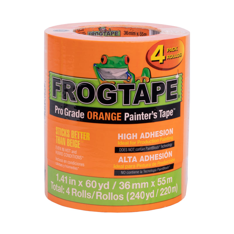 FrogTape Pro Grade 1.41 W X 60 yd L Orange High Strength Painter's Tape 4 pk, Pack of 6, Pack of 6