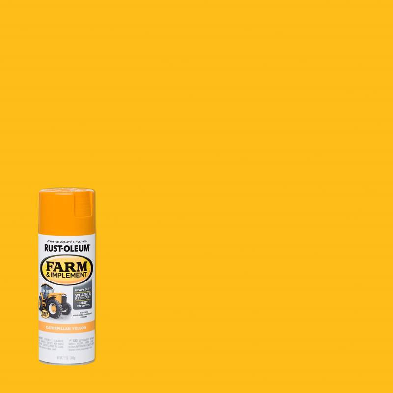 Rust-Oleum Indoor and Outdoor Gloss Caterpillar Yellow Oil-Based Farm & Implement 12 oz, Pack of 6