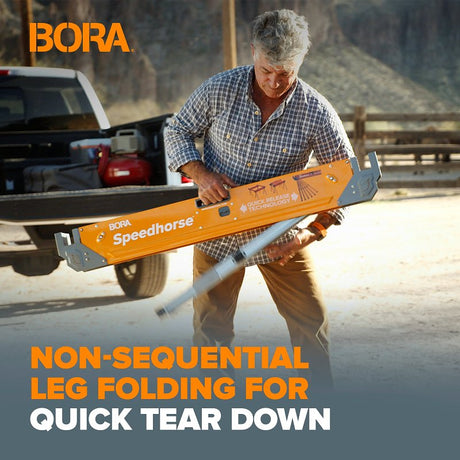 Bora Portamate Speedhorse Series PM-4500 Sawhorse, 1500 lb, 3-1/4 in W, 30 in H, Steel, Orange