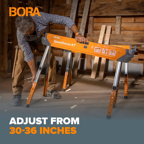 Bora Portamate Speedhorse PM-4550 Adjustable Sawhorse, 1500 lb, 30 to 36 in H, Steel, Orange