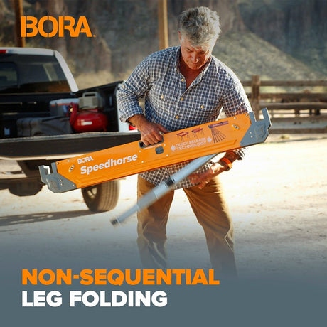 Bora Portamate Speedhorse PM-4550 Adjustable Sawhorse, 1500 lb, 30 to 36 in H, Steel, Orange