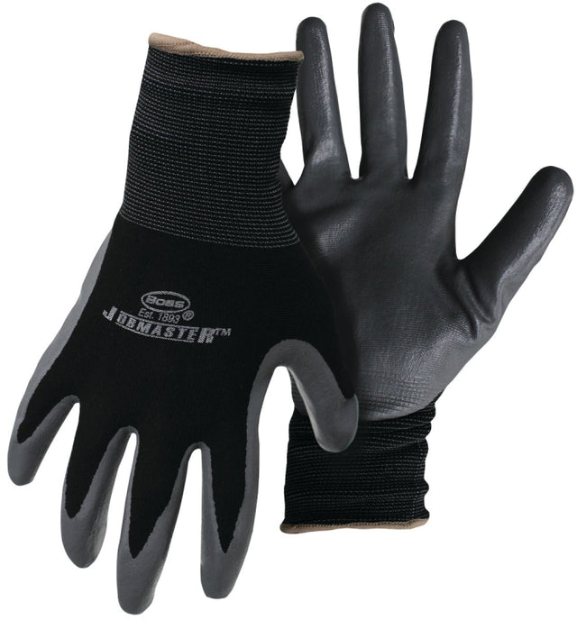 Boss Grip Series B31191-L Coated Gloves, L, Knit Wrist Cuff, Nitrile Coating, Nylon, Black