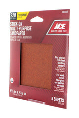 Ace 4.5 in. L X 4.5 in. W 220 Grit Aluminum Oxide Sandpaper 5 pk, Pack of 5