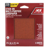 Ace 4.5 in. L X 4.5 in. W 220 Grit Aluminum Oxide Sandpaper 5 pk, Pack of 5