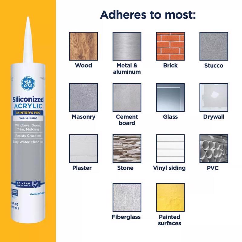 GE Painter's Pro Clear Acrylic Latex Painter's Caulk Sealant 10.1 oz, Pack of 12