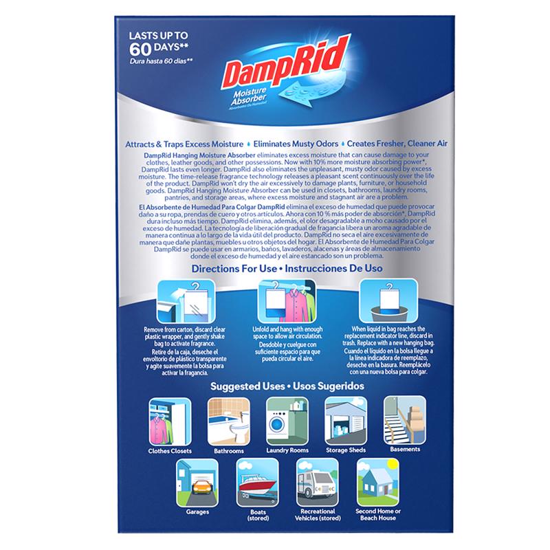 DampRid Hanging Moisture Absorber Fresh Scent 15.4 oz 3 pk, Pack of 4