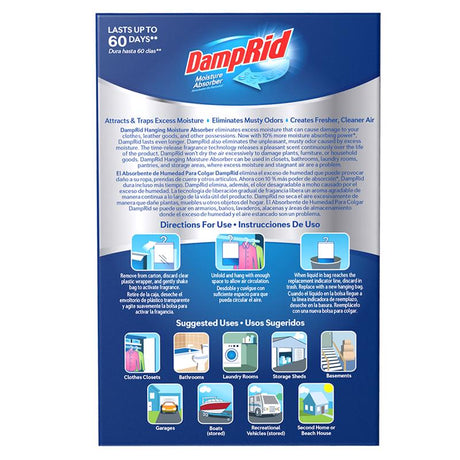 DampRid Hanging Moisture Absorber Fresh Scent 15.4 oz 3 pk, Pack of 4
