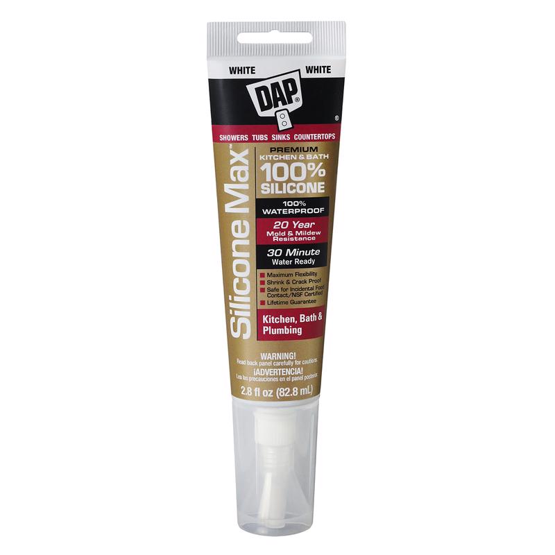 DAP Silicone Max White Silicone Kitchen and Bath Sealant 2.8 oz, Pack of 12