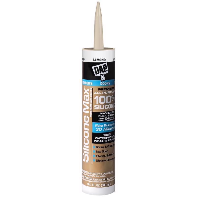 DAP Silicone Max Almond Silicone All Purpose Sealant 10.1 oz, Pack of 12