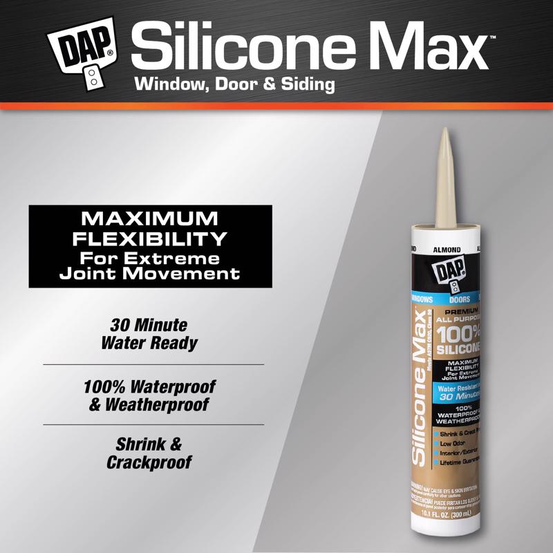 DAP Silicone Max Almond Silicone All Purpose Sealant 10.1 oz, Pack of 12