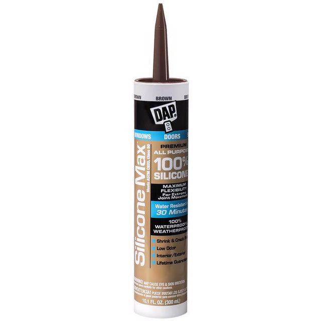 DAP Silicone Max Brown Silicone All Purpose Sealant 10.1 oz, Pack of 12
